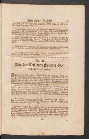 Tit. III. Von dem Amt derer Cammer-Gerichts-Präsidenten.
