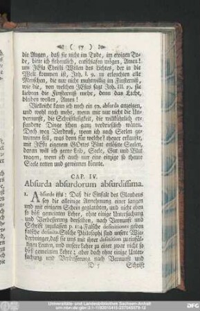 Cap. IV. Absurda absurdorum absurdissima.