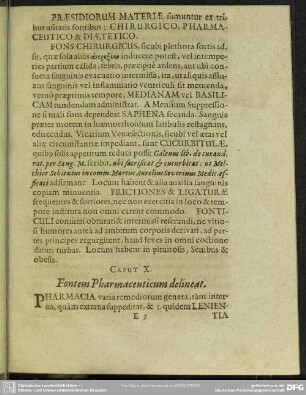 Caput X. Fontem Pharmaceuticum delineat