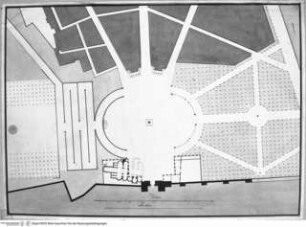 Rom, Grundriss der geplanten Umgestaltung der Piazza del Popolo und des Pincio