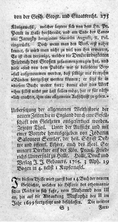Uebersetzung der allgemeinen Welthistorie der neuern Zeiten, die in England durch eine Gesellschaft von Gelehrten ausgefertiget worden.