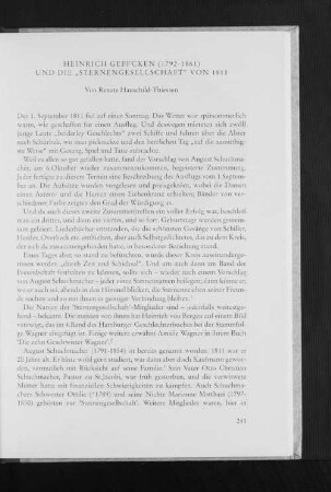 Heinrich Geffcken (1792--1861) und die "Sternengesellschaft" von 1811