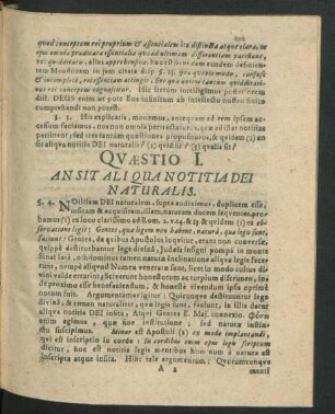 Quaestio I. An Sit Aliqua Notitia Dei Naturalis.