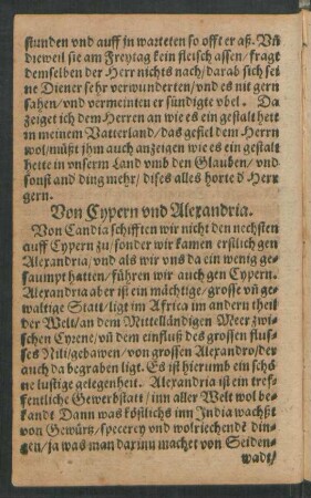 Von Cypern und Alexandria.