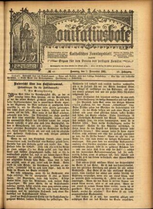 Erste Ausgabe vom Sonntag, den 03. November 1901.