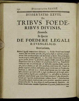 Dissertatio XXVIII. De Tribus Foederibus Divinis, Secunda.