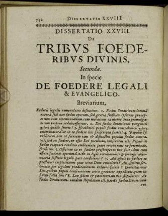 Dissertatio XXVIII. De Tribus Foederibus Divinis, Secunda.