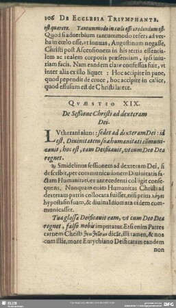 Quaestio XIX. De Seßione Christi ad dexteram Dei