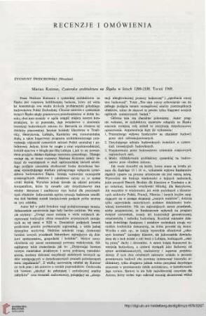 Marian Kutzner, Cysterska architektura na Śląsku w latach 1200-1330, Toruń 1969