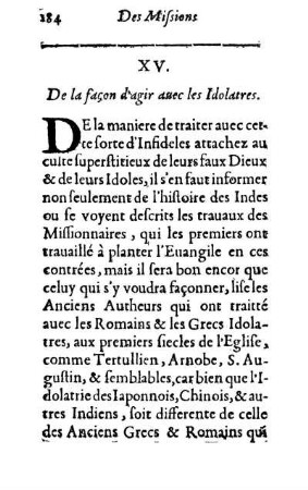 XV. De la façon d'agir auec les Idolatres
