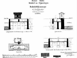 Sigmaringen: Nebengebäude Bodenbrückenwaage Grundriß EG, Längs- Querschnitte,Ansicht