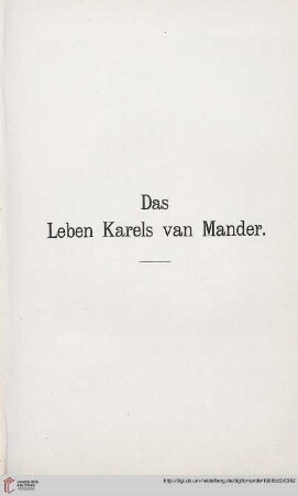 Das Leben Karels van Mander