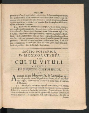 Caput I. De Subiecto Cultus Huius.