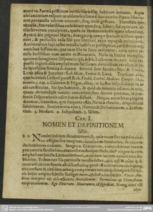 Cap. I. Nomen Et Definitionem sistit