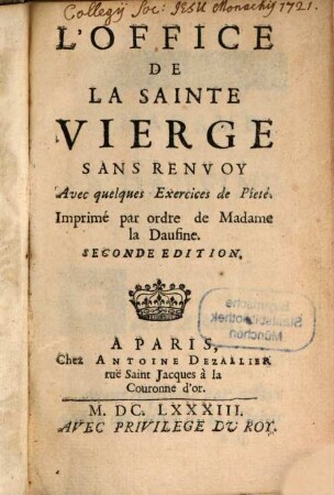 L' office de la Sainte Vierge Marie