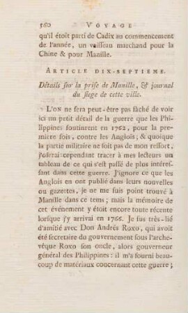 Article dix-septieme. Détails sur la prise de Manille, ...