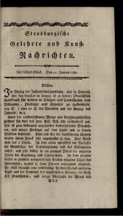 XLVIIIstes Stück. Den 15. Junius 1782.