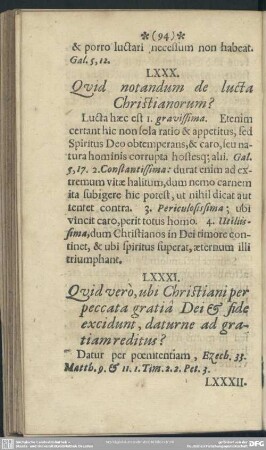 LXXXI. Quid vero, ubi Christiani per peccata gratia Dei & fide excidunt, daturne ad gratiam reditus?