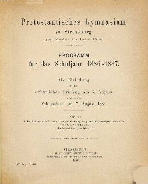 Programm : auf d. Schuljahr .... 1886/87