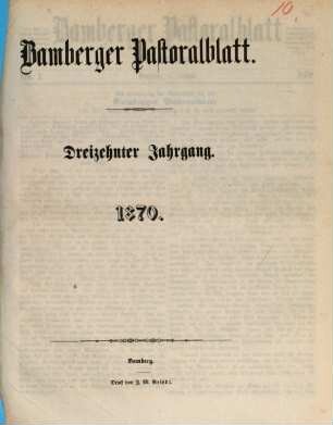 Bamberger Pastoralblatt. 13. 1870