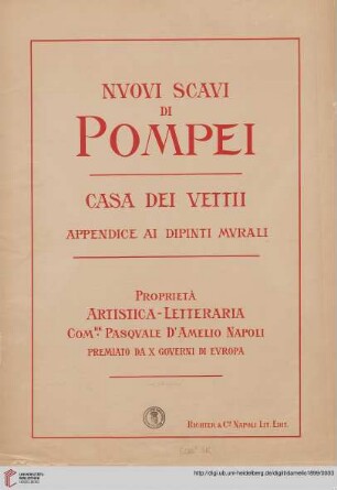 Nuovi scavi di Pompei : casa dei Vettii ; appendice al dipinti murali