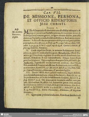 Cap. VII. De Missione, Persona, Et Officio Redemptoris Jesu Christi