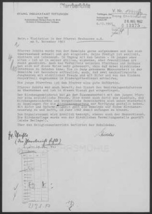 Neuhausen/Eck: Visitationsbericht 1961