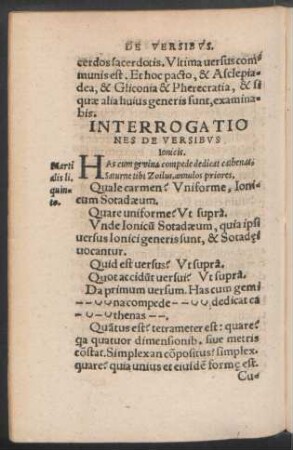 Interrogationes De Versibus Ionicis.