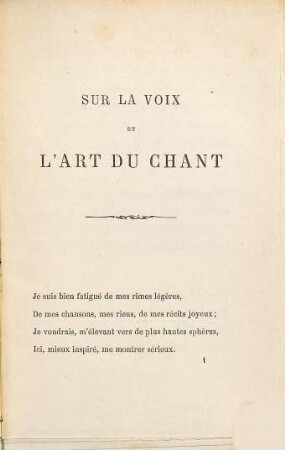 Sur la voix et l'art du chant : essai rimé