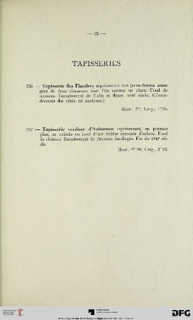 Tapisseries (Nr. 156-157)