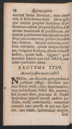 Erotema XXXV. An mali possint nocere justis?