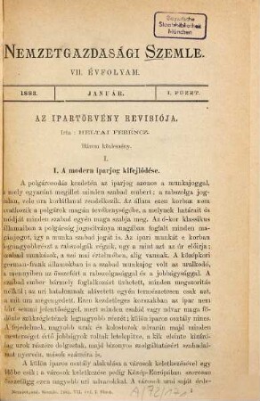 Nemzetgazdasági szemle. 7. 1883