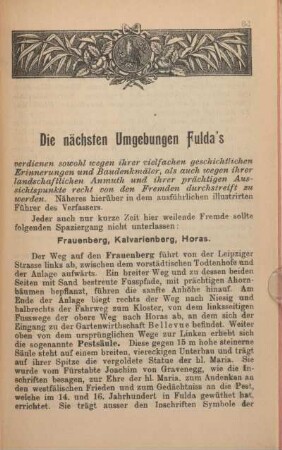 Die nächsten Umgebungen Fulda's