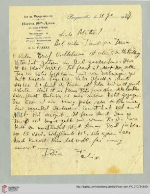 Familienkorrespondenz Klee: Brief von Felix Klee und Paul Klee an Lily Klee