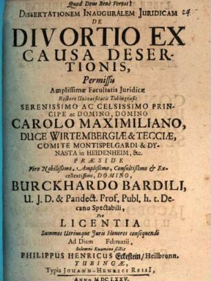 Diss. inaug. iur. de divortio ex causa desertionis