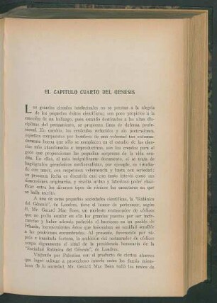 El capítulo cuarto del génesis