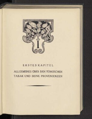 Erstes Kapitel Allgemeines über den türkischen Tabak und seine Provenienzen