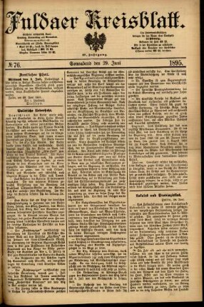Erste Ausgabe vom Samstag, den 29. Juni 1895.