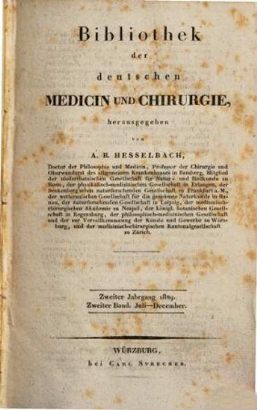 Bibliothek der deutschen Medicin und Chirurgie. 2,2. 1829, Juli - Dez.