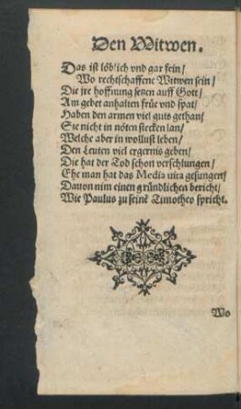 Den Witwen.