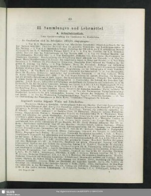 III. Sammlungen und Lehrmittel