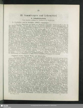 III. Sammlungen und Lehrmittel