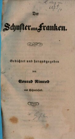 Der Schuster aus Franken, [1]