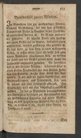 Briefwechsel zweier Blinden