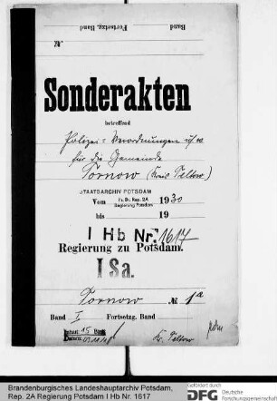 Polizeiverordnung für die Gemeinde Tornow, Kr. Teltow