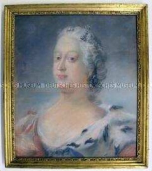 Porträt der jungen Kaiserin Maria Theresia von Habsburg, Königin von Ungarn, im Ornamentrahmen