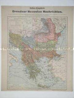 Militärstrategische Karten des Kriegsschauplatzes auf dem Balkan