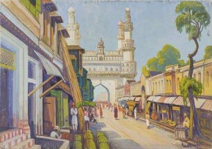 Das viertürmige Stadttor "Char Minar" (Haiderabad)