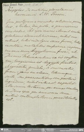 Notiz von August Wilhelm von Schlegel, o.O., ohne Datumsangabe