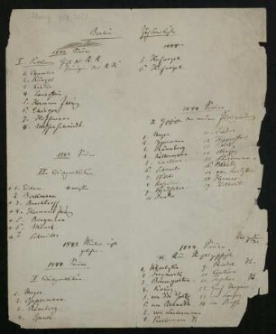 Bl. 1 - 3: Berlin. Zuhörerliste[n], Berlin, 1843 - 1845